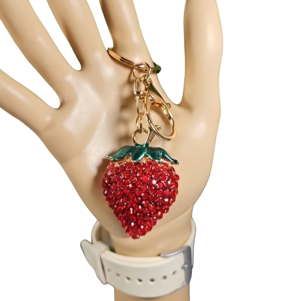 🍓 Charm | Strawberry Keychain Red Rhinestone Crystal bag purse 'Charm' - Picture 15 of 15